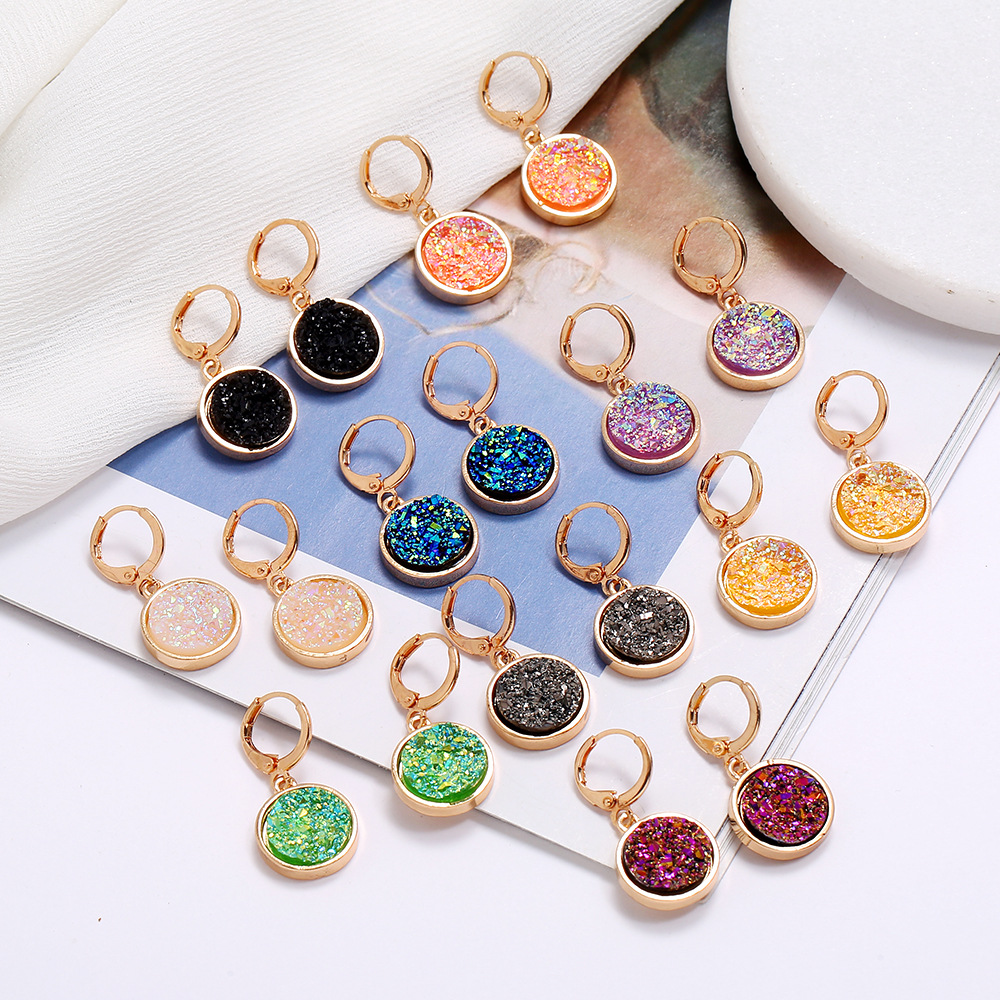 Europe and America Cross border Jewelry Amazon New products originality resin Spar circular Earrings fashion Colorful Earrings