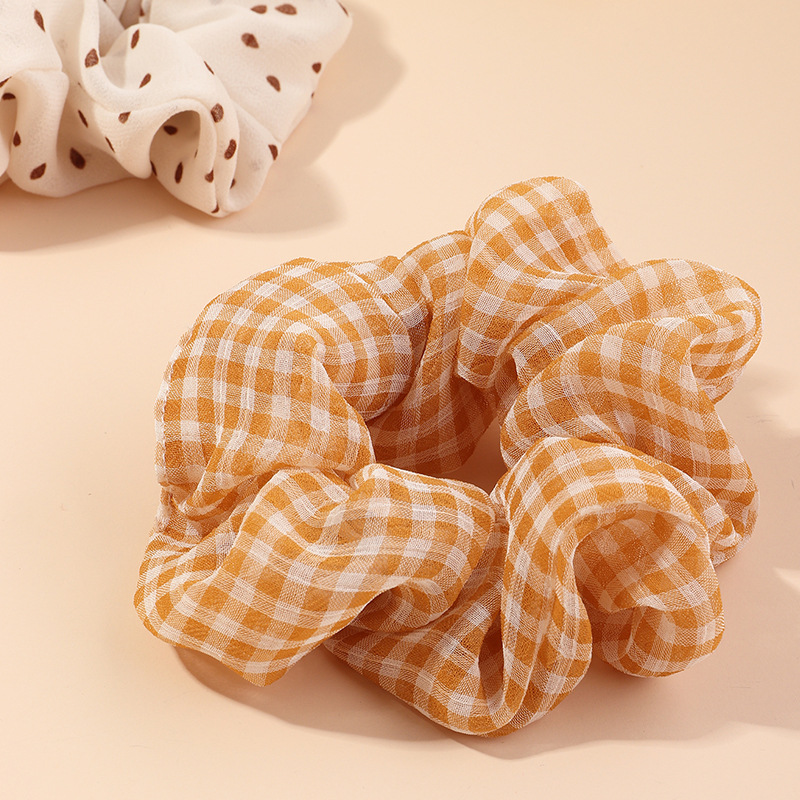 New Solid Color Love Hair Circle Polka Dot Plaid Large Intestine Circle Ball Head Wholesale display picture 2