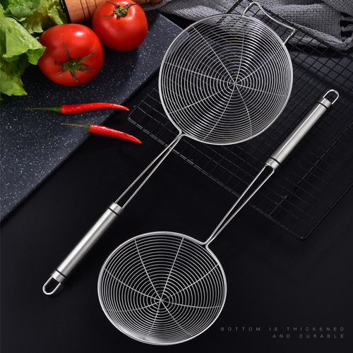 Cross-border 304 stainless steel wire drain all-steel hanging edge hot pot colander multi-purpose frying oil-separating colander for home and restaurant