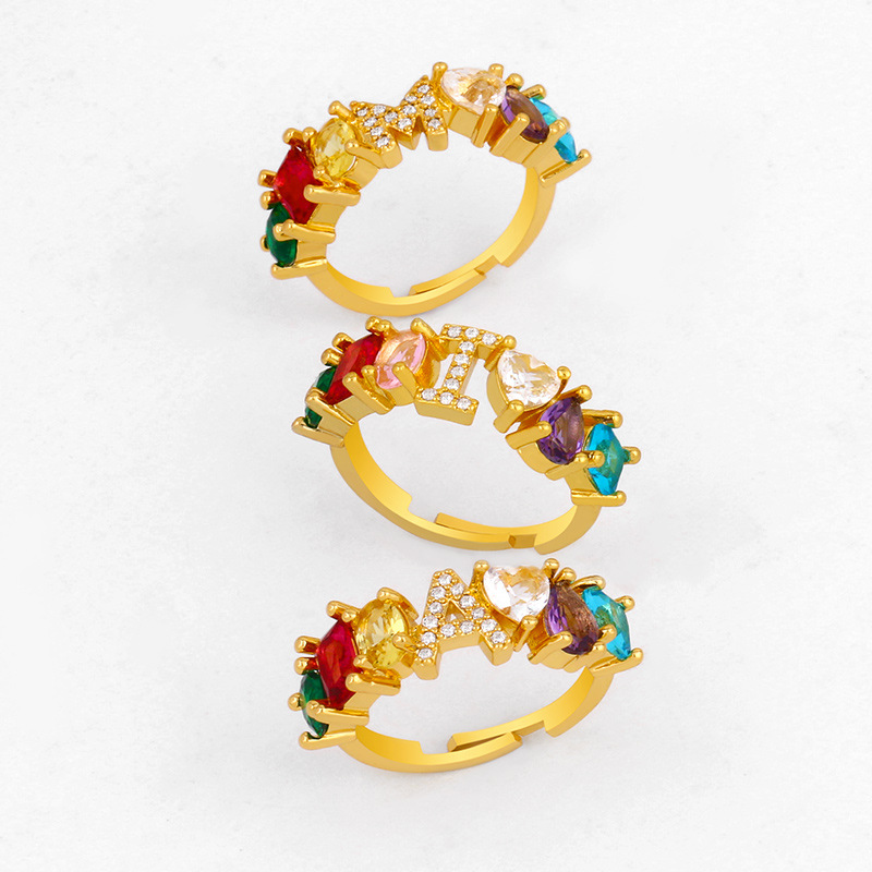12g Weight 18K Gold Plated Plating Material Artificial Gemstones Inlay Material Birthday Occasion Copper Material Letter Pattern Women'S Gender Plating Design Fashion Style Fashion Letter Copper 18k Gold Plated Artificial Gemstones In Bulk 1