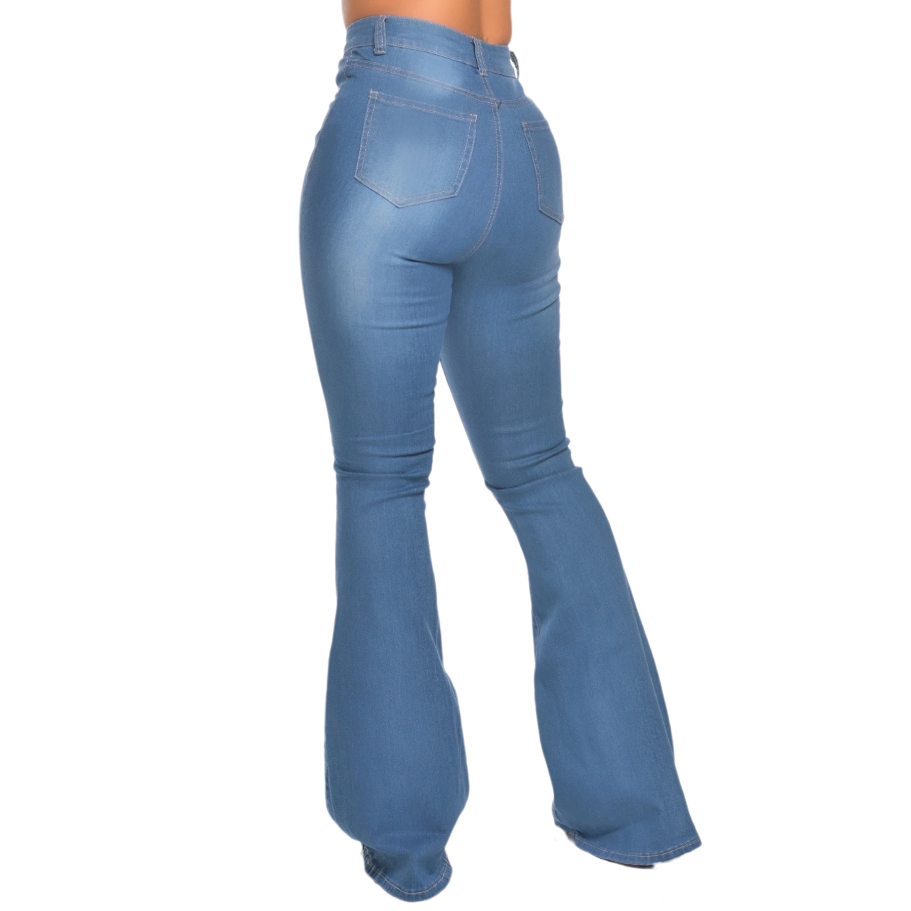 Slim Fit Denim Stretch Flared Pants NSSF64739