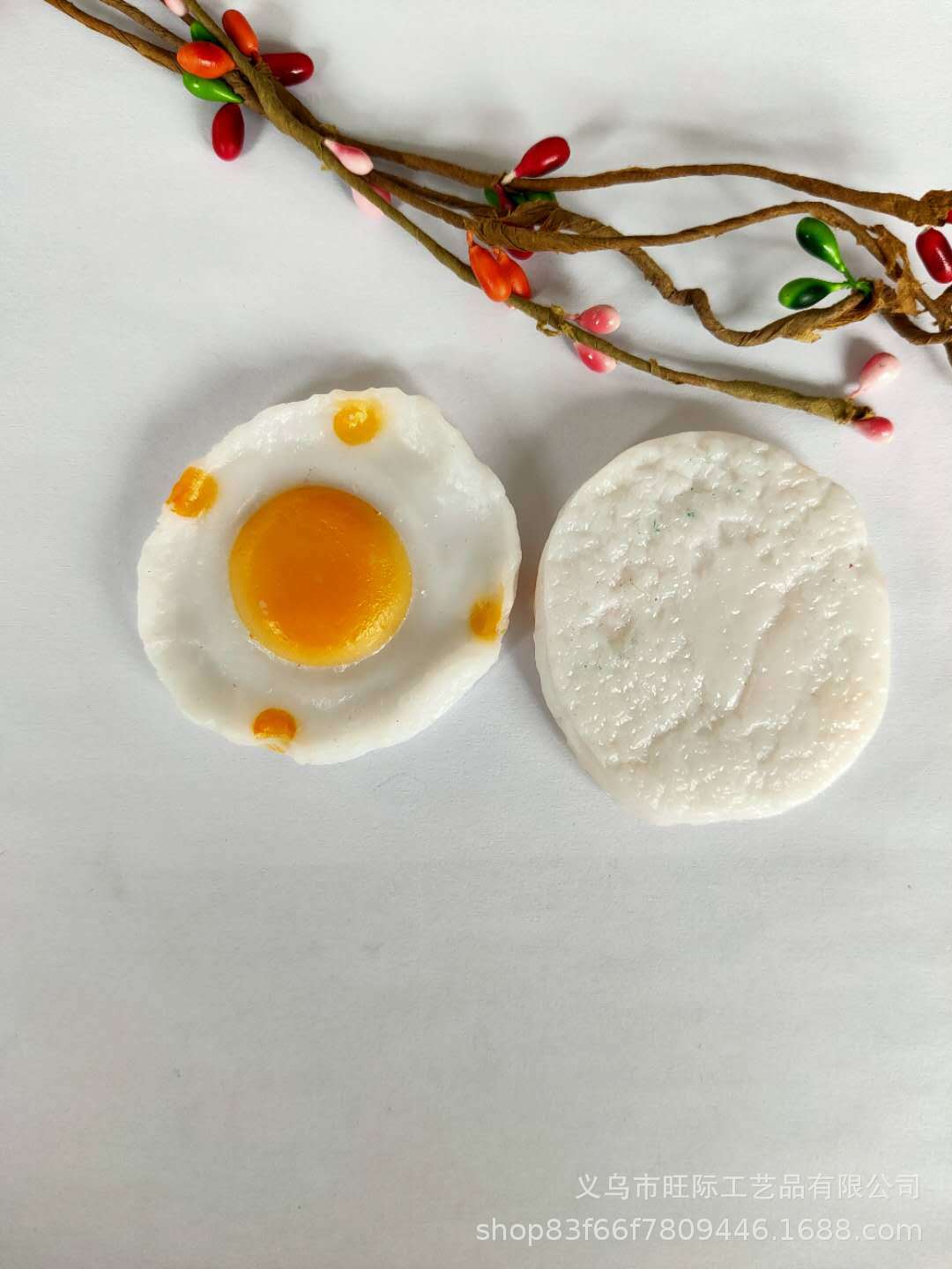 공장 직접 시뮬레이션 데친 계란 식품 모델 미니 튀긴 계란 diy 수제 재료 주방 창 장식품