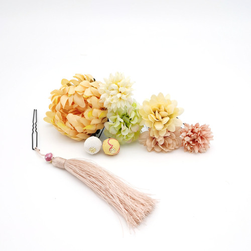 Japanese style hair accessories yukata festival Kimono dress headdress Ceramic Tassel Zou Cloth Ball Set Silk Cloth Chrysanthemum hanfu Hairpin