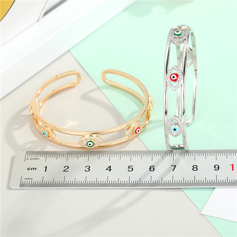 Zircon Eye Bracelet New Gold Plated Diamond Drop Oil Opening Bangle Eye Bracelet Wholesale Nihaojewelry display picture 1