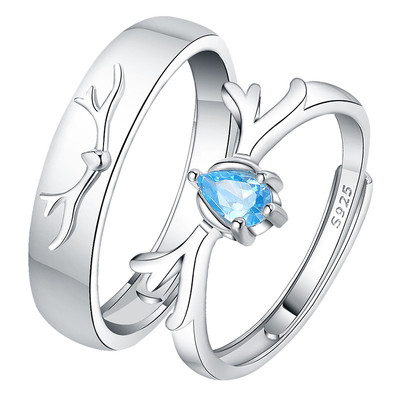 一鹿有你戒指情侣一对一路有你活扣对戒情侣款情人节礼物加工|ms