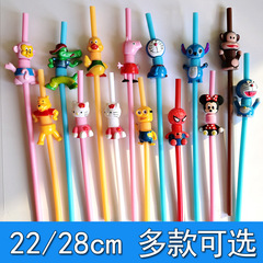Yiwu manufacturer cartoon straws reusable food plastic creative novelty cute animal kitten pink pig straws
