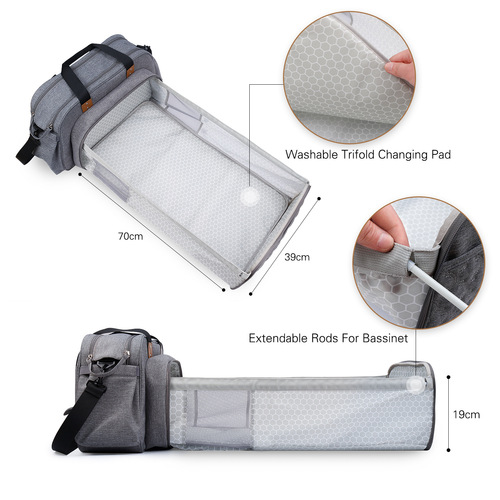 Multifunctional mommy bag baby lying crib bag single shoulder cross-body mother and baby stroller hanging bag color embroidered large capacity