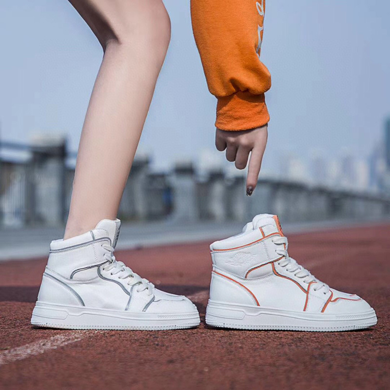 2020E New skate shoes genuine leather Casual shoes ins Trendy shoes 7-11CM new pattern Gaobang Round motion skate shoes