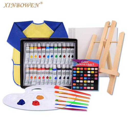 Amazon MSDS Pigment Painting 39-piece Set Children's Early Education Easel DIY Painting Palette Bib Brush