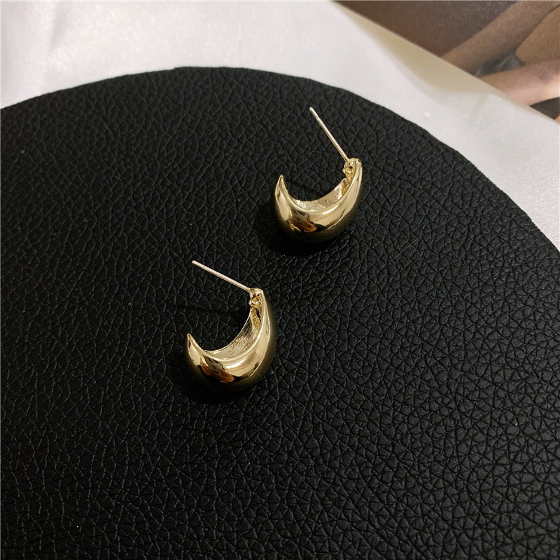 French High-quality C-shaped Hollow Metal Earrings Frosty U-shaped Surface High-end Niche Elegant Earrings Wholesale display picture 5