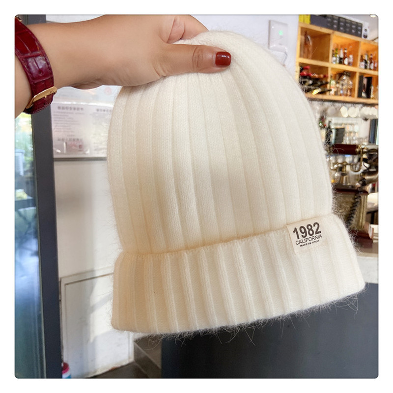 贴布兔毛针织帽15