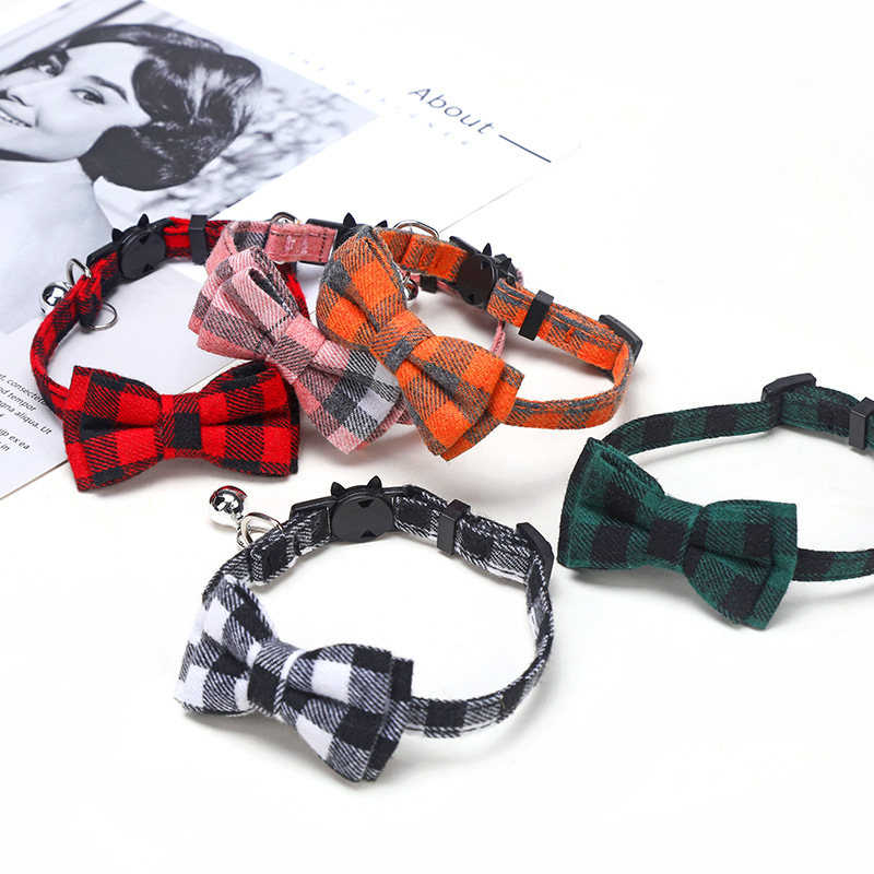 25g Weight Pet Collar Type Of Pet Supplies 1 Piece Quantity Daily Occasion Cloth, Cotton Material Lattice, Cat, Knot, Butterfly, Bow Knot, Bell Pattern All Seasons Season Simple Style Style 1 Piece All Seasons Simple Style Cloth Cotton Lattice Cat Knot Pet Collar 1
