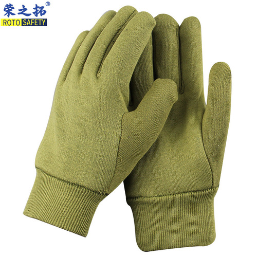 军绿色绒布加厚大口保暖防高温加绒劳保手套优质棉布劳保防护手套