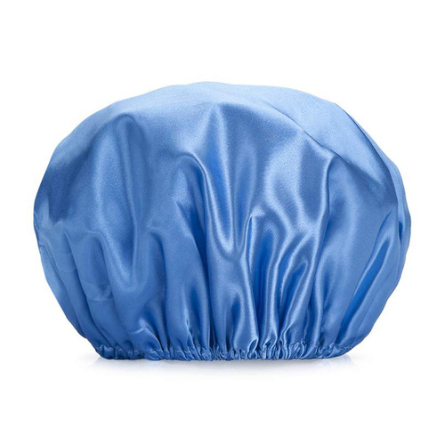 New Amazon Shower Cap Solid Color Edgeless Double Layer Waterproof Bath Hat Large Adult Oil Treatment Hat Silk Bathroom Hat