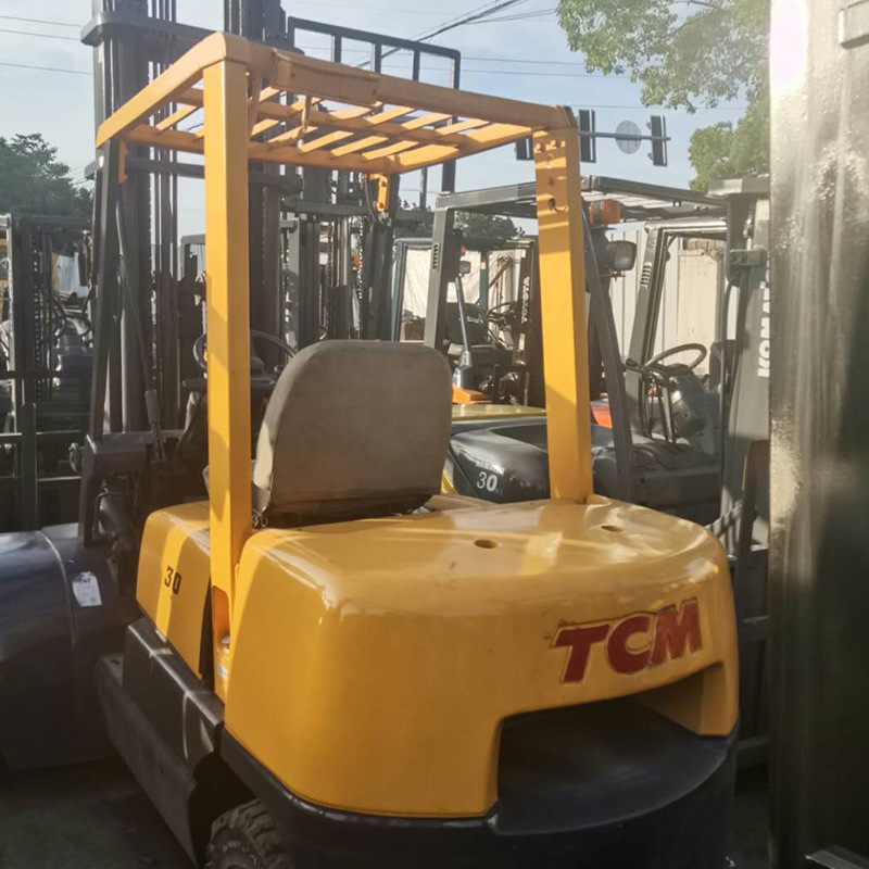 二手柴油合力TCM3吨三级门架侧移升高6米叉车集装箱港空港码头