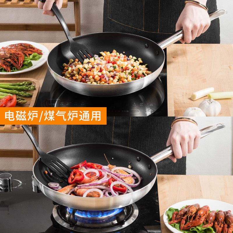 Commercial hotel steak pan large flat pan non-stick pan frying pan wok induction cooktop large frying pan