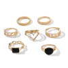 Ring, black chain, set, European style, simple and elegant design