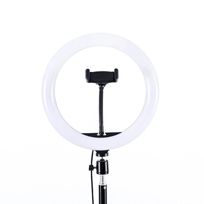 戶外夜市擺地攤網紅直播燈 10寸美顏環形補光燈LED手機支架自拍燈