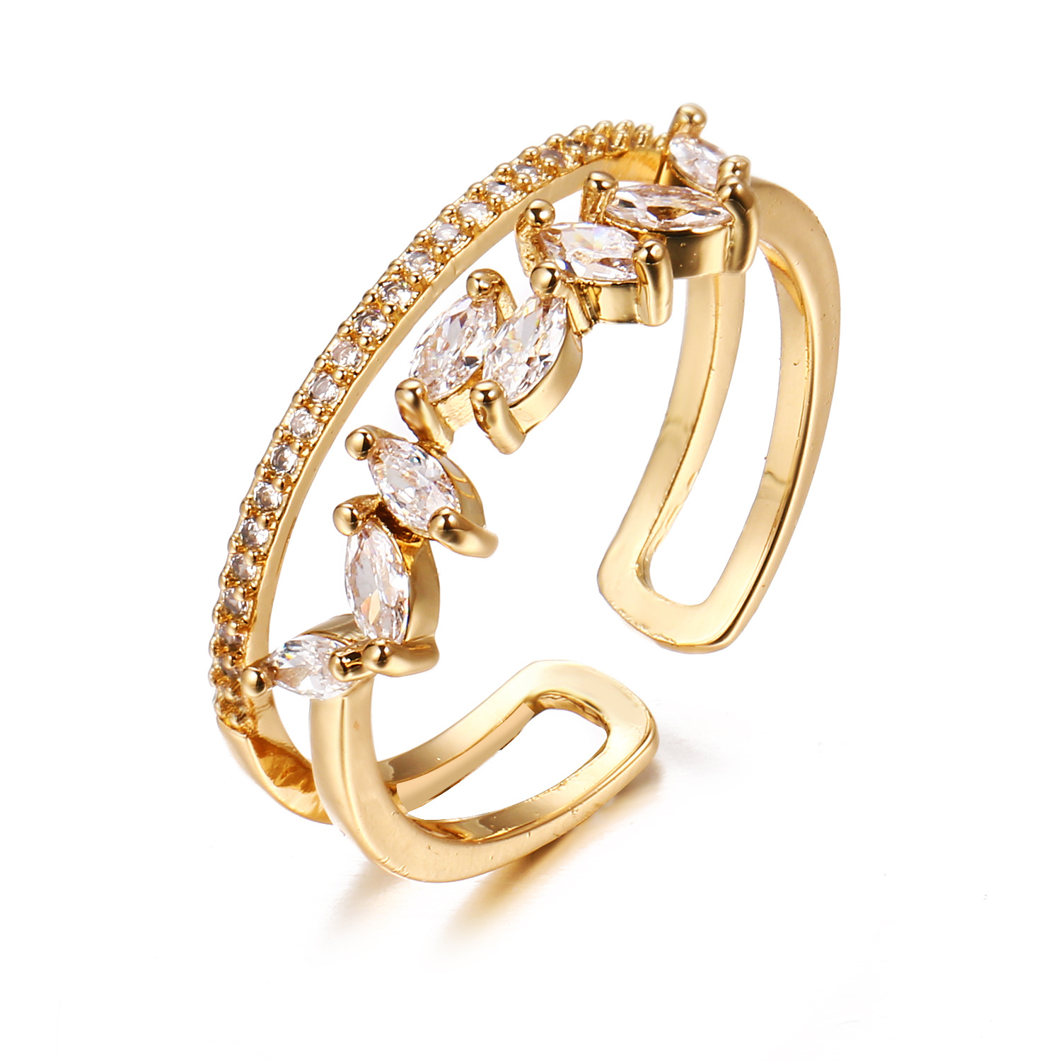 creative design adjustable ring with zircon