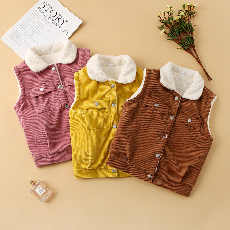 2020 new pattern Children's clothing Vest Autumn Exorcism children Autumn and winter corduroy Vest vest Plush baby Western style