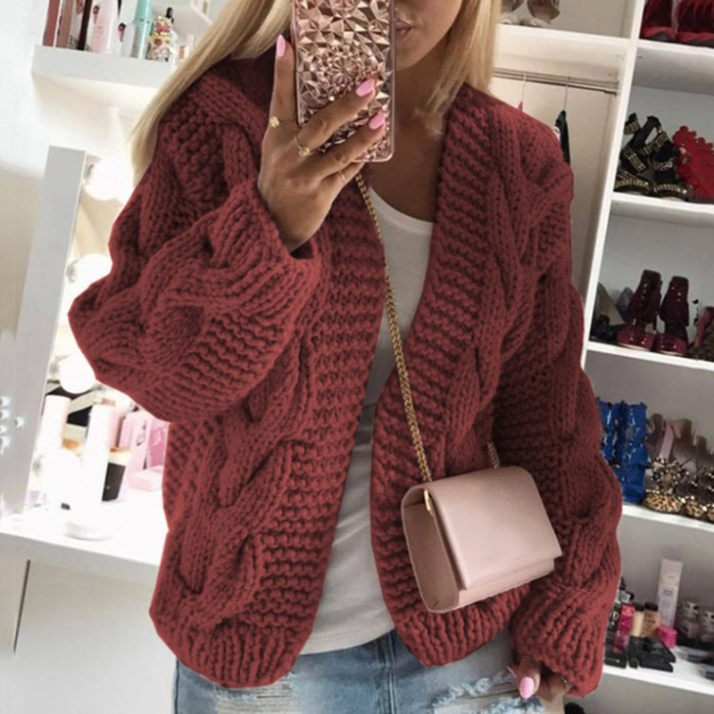 Suéter de punto grueso y resistente estilo europeo y americano para mujer, novedad otoño-invierno 2026, ¡el más vendido!