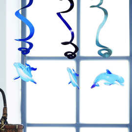 现货批发 亚马逊海豚动物风旋螺旋吊饰 节日氛围装饰品12条风旋