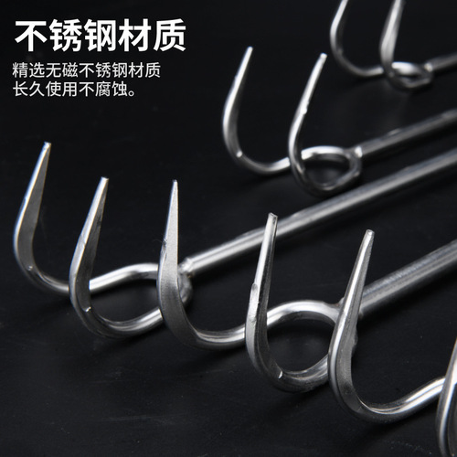 Stainless steel wooden handle meat hook, meat hook, long handle meat hook, meat hook, barbecue hook, stewed meat hook, pork hook
