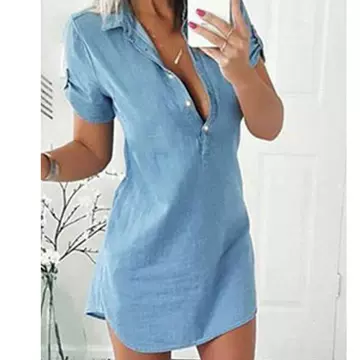 Women's Denim Dress Washed Thin Women's Jeans Dress - ShopShipShake