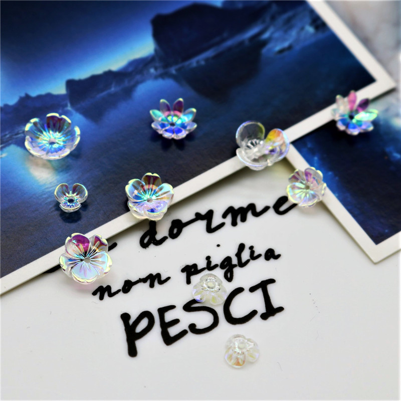 Resin imitation shell flower gradient AB jewelry accessories nail decoration material transparent magic color resin flower 20 years explosion