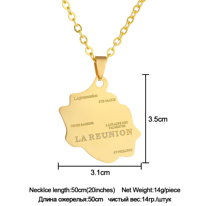 20g Weight 0.03µm Gold Plating Thickness Electroplating Gold Plating Process 18K Real Gold Plated Plating Material 201 Stainless Steel Pendant Material Pendant Necklace Classification 304 Stainless Steel Chain Material cable chain Chain Type IG Style Map Letter 201 Stainless Steel Plating Unisex Pendant Necklace Men Pendant Necklaces