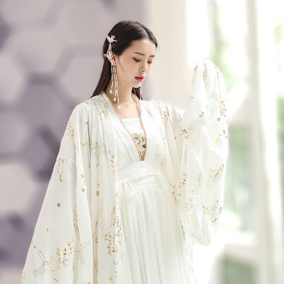 Hanfu women's Fairy Spirit elegant, ancient country double breasted waist Ru skirt super fairy student set