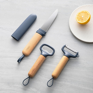 Self-designed fruit knife three-piece set household kitchen stainless steel bottle opener peeler fruit knife grater