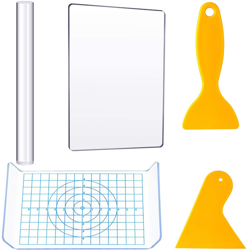 跨境亚马逊5件套橡胶粘土滚棒网格塑料刮刀软泥塑造雕刻刀手工DIY