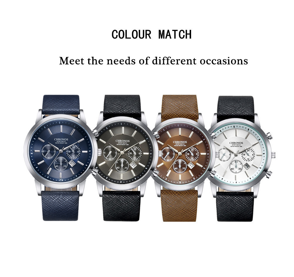 New light luxury fashion simple men's watch leisure belt calendar watch_voghion.com