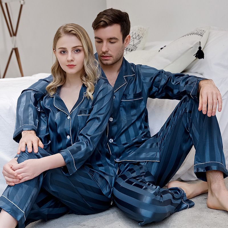 Pajamas set Mens Satin Silk Nightwear Me...