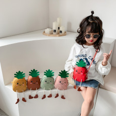 New cute pineapple children's bag, little girl crossbody bag, fashionable cartoon single-shoulder bag, baby accessories, coin purse