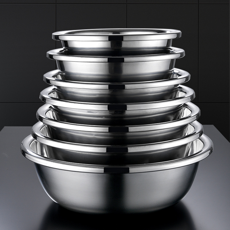 新創宇不鏽鋼盆反邊加厚加深洗臉盆發面盆臉盆家用廚房湯盆批發