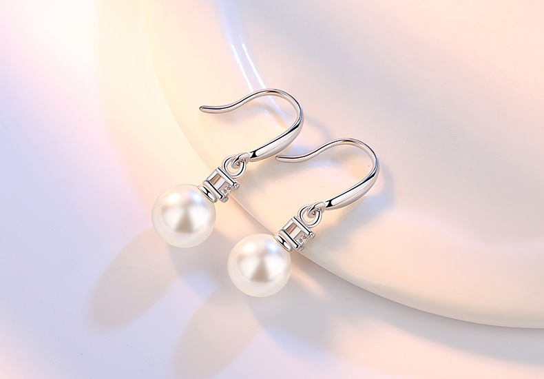 Korean Zircon Pearl Silver Earrings Wholesale display picture 1