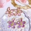 Purple silver needle, crystal, fuchsia earrings, silver 925 sample, flowered