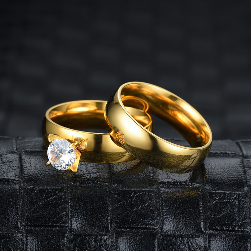 Wholesale Fashion Zircon 18k Gold Titanium Steel Ring Nihaojewelry display picture 3