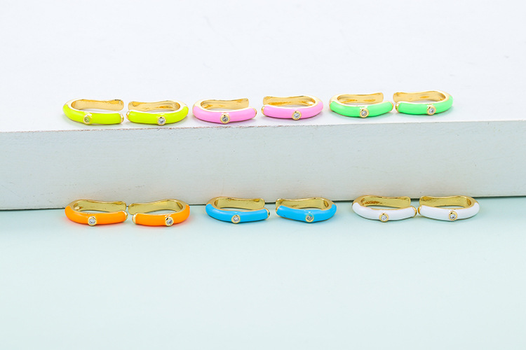 Geometric Pattern Korean Paint Dripping U-shaped Earless Copper Ear Bone Clip