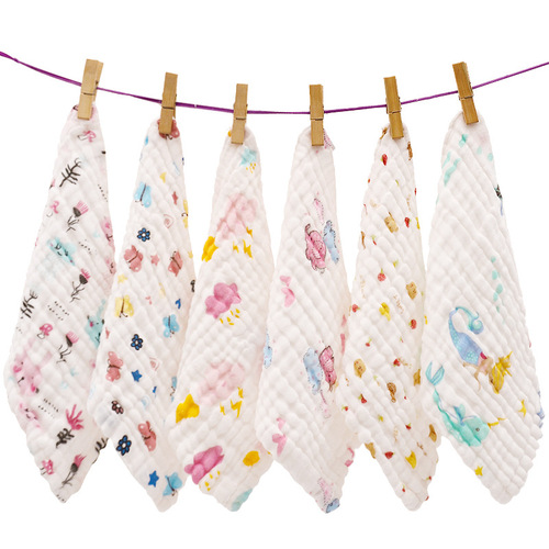 6-layer baby towel pleated square towel 30*30cm small towel baby face towel gauze manufacturer direct sale