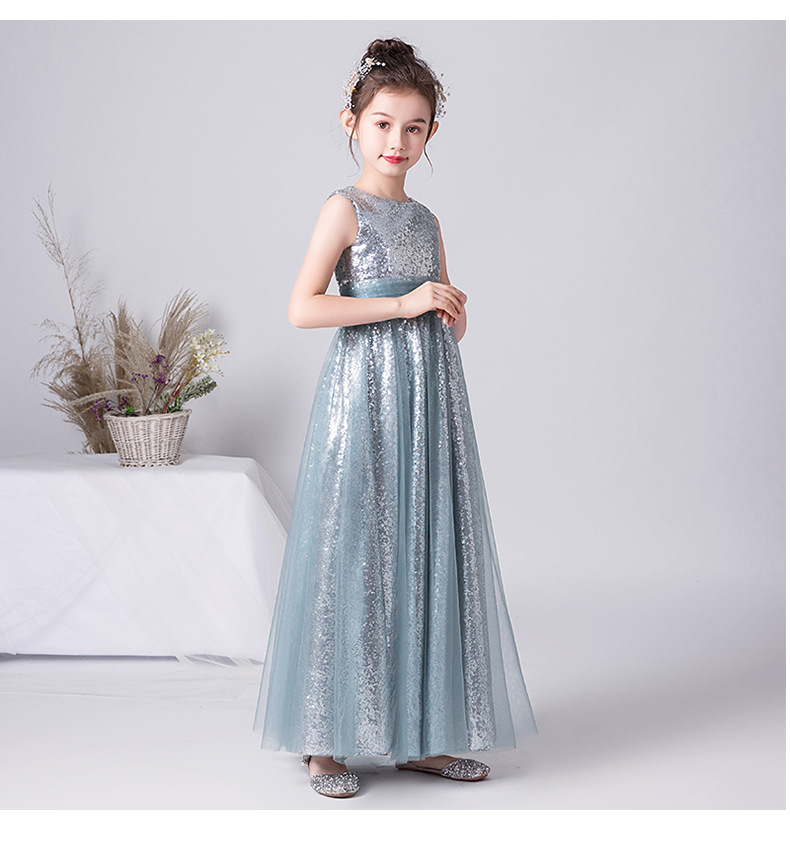 Prinzessin Kleid Für Mädchen In Silbergrau Für Auftritte_voghion.com