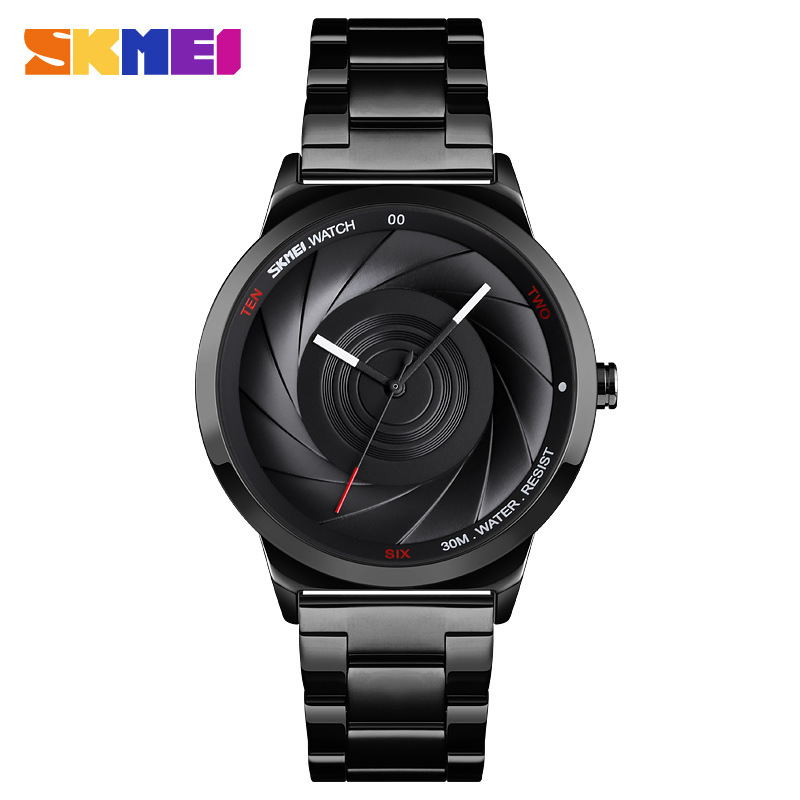 Skmei 9210 moda hombres de moda de negocios Reloj simple tridimensional superficie impermeable de alto grado de oro reloj de cuarzo