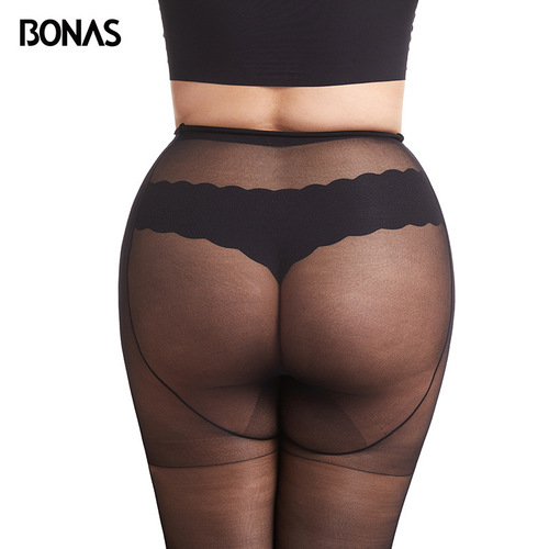 Bonas 15DXXXL nylon women's fattening 200 pounds sexy breathable stretch thin extra large stockings