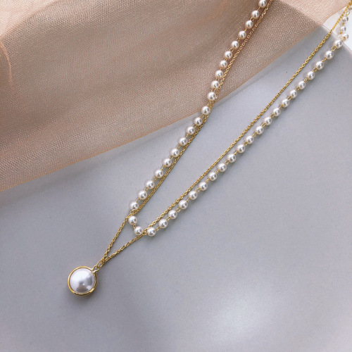 Choker Retro Instagram Simple Double-layer Pearl Necklace for Women Trend Clavicle Chain Short Necklace Collar Necklace Accessory