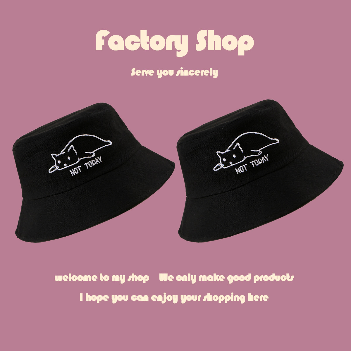 New Cute Cat Wild Black Hat Simple Casual Sun Hat display picture 1