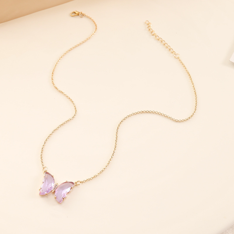 multicolor glass butterfly necklace