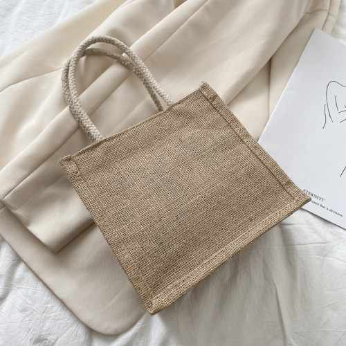 Canvas lunch bag women's shoulder handbag Japanese cartoon simple large capacity ins Korean style college student class bag