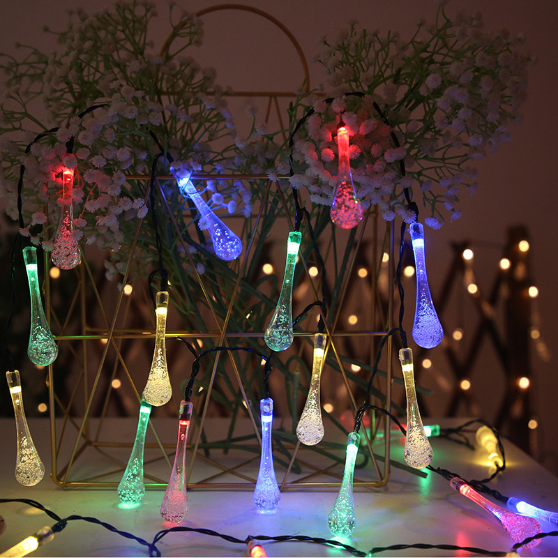 亚马逊热销太阳能灯串水滴气泡球户外工程防水彩灯阳台庭院装饰灯|ms